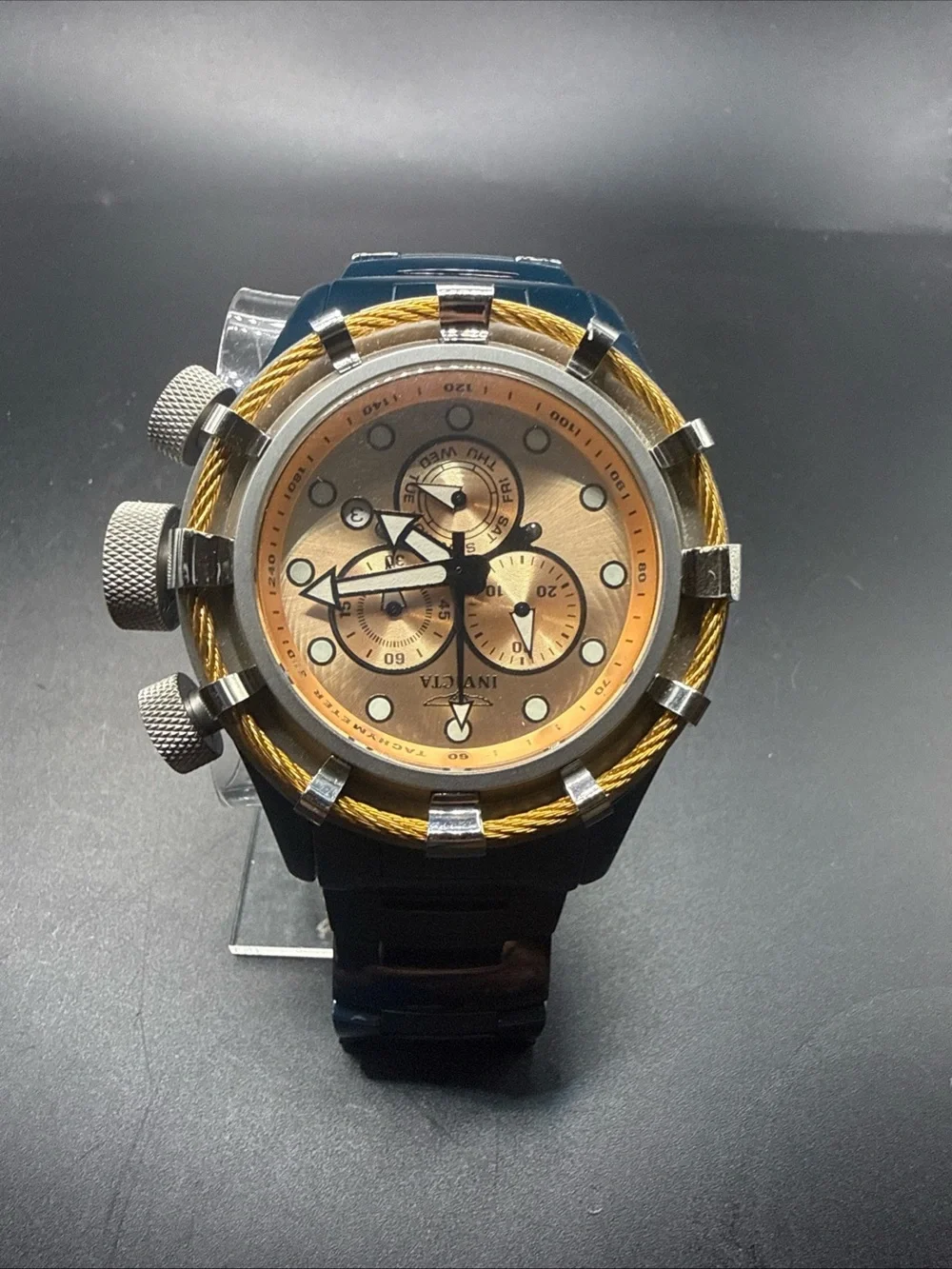Invicta Bolt Model 15014 Rose Gold Dial Blue Band New Battery